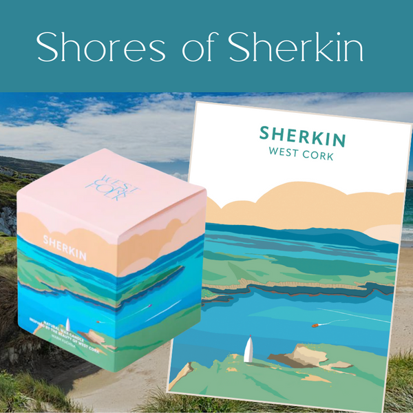 The Shores of Sherkin bundle is a Candle and Print bundle by West Cork Folk. Designed and made here in West Cork.